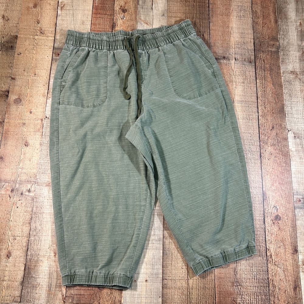 Lane Bryant Crop Jogger Pants Women 18/20 Olive Green Cotton Modal Pull On 2X